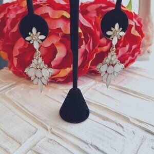 Vintage White frosted glass drop pierced earrings